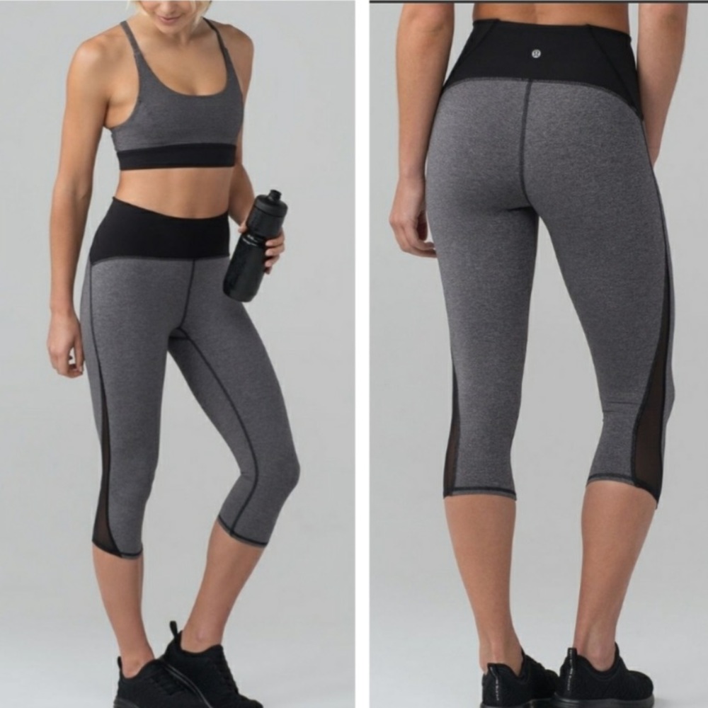 Lululemon Train Times Crop (17") Heathered Black